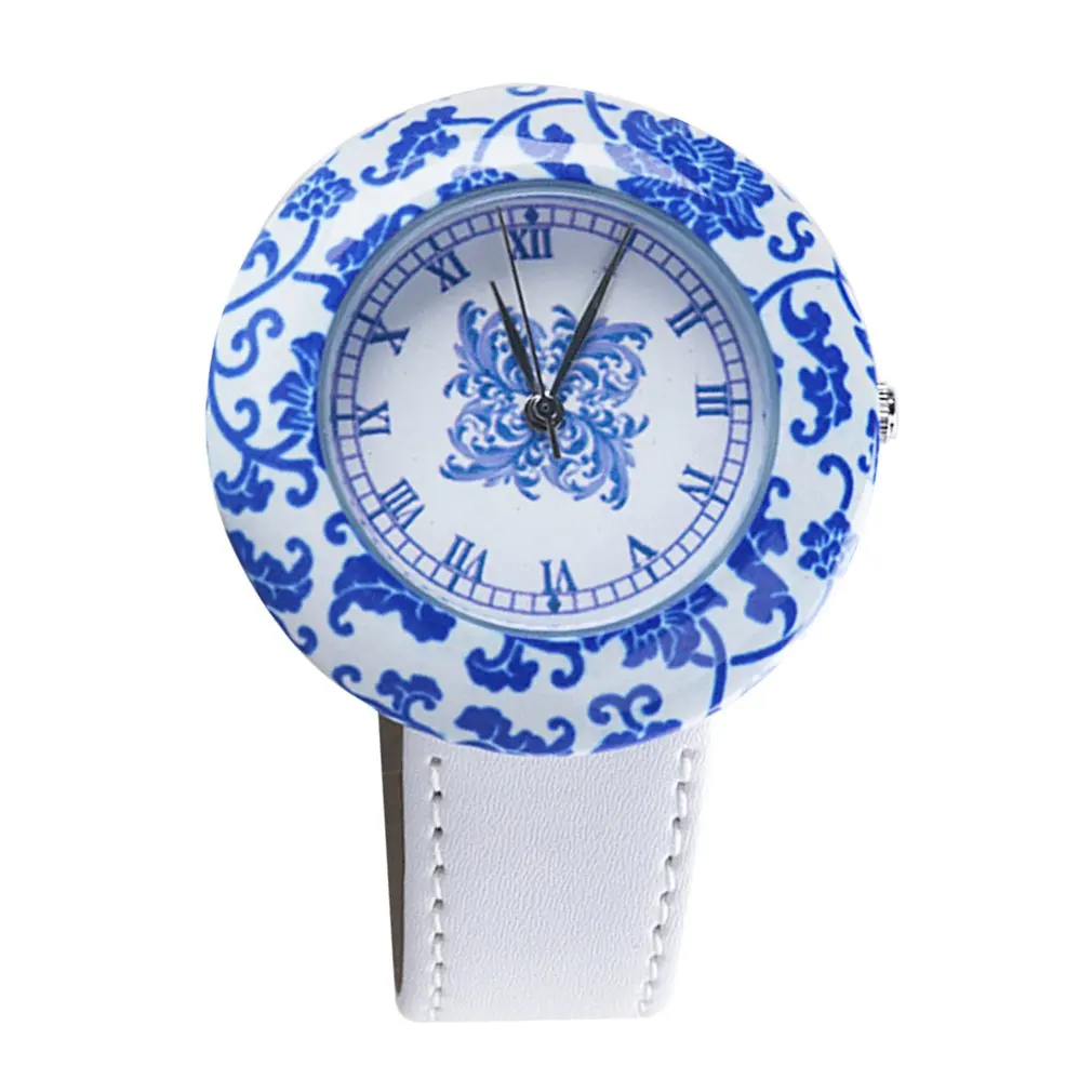 

Chinese Ceramic Watch Blue And White Porcelain China Auspicious Pattern Bracelets Women Watches Luxury Brand New