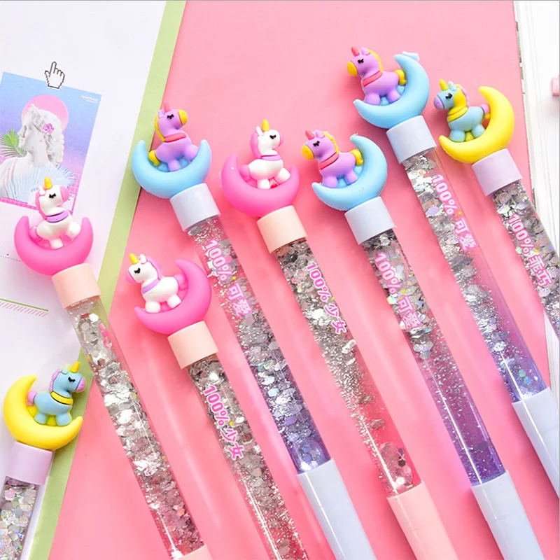 20/10 Pcs Set Kawaii Unicorn Flamingo Gel Pen Cartoon Cute pens for Writing  Stationery Girls Gifts Learning school Office pens