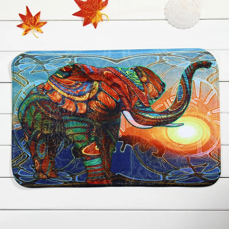 

HUAMAO 40*60cm India Elephant Mat Suede Non Slip Absorbent Shower Bathroom Mat For Toilet Rugs Kitchen Floor Mat