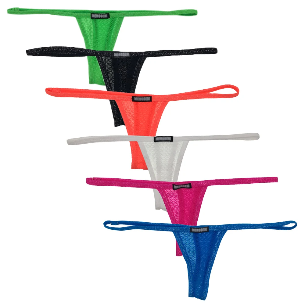 

6Pcs/Lot Mens Mesh G Strings Low Rise T-Back Thongs Gay Sexy Men Underwear Sissy Panties Mens See Through Bikini Unisex Briefs