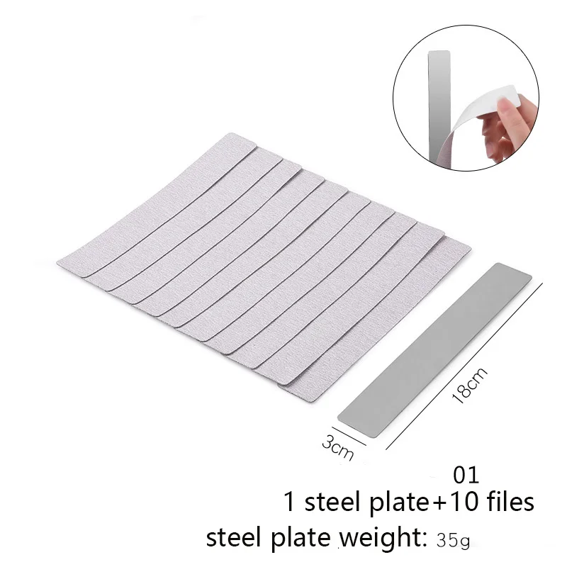 10PCS Nail Files Double Side Tips UV Gel Polish Cuticle Remove Manicure Pedicure 100/180 Nail Files Adhesive Back 1 Steel Plate - Цвет: gray 1