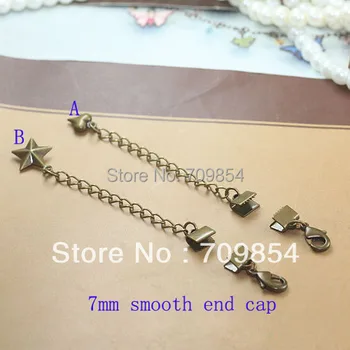 

7MM Smooth end cap fit for flat leather cord two design extend chain can be choose