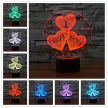 Подарок на день Святого Валентина, 3D лампа, светодиодный ночник, 7 цветов, настольная лампа, USB светодиодный светильник, настольная лампа, светодиодный светильник