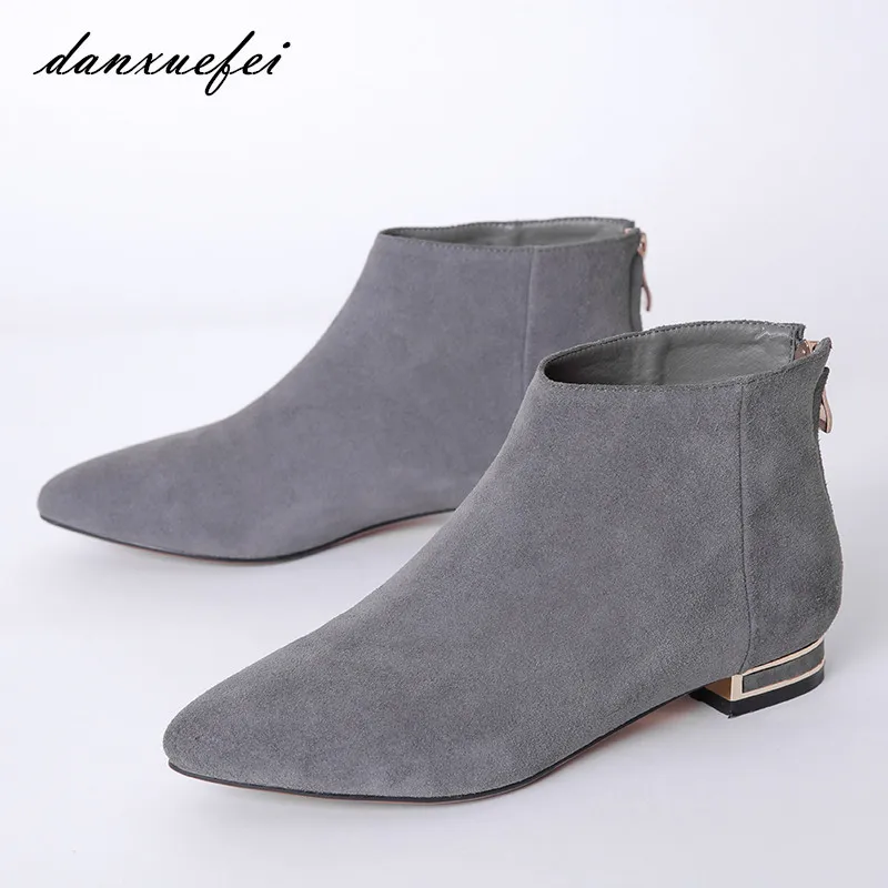 black pointed toe flat booties