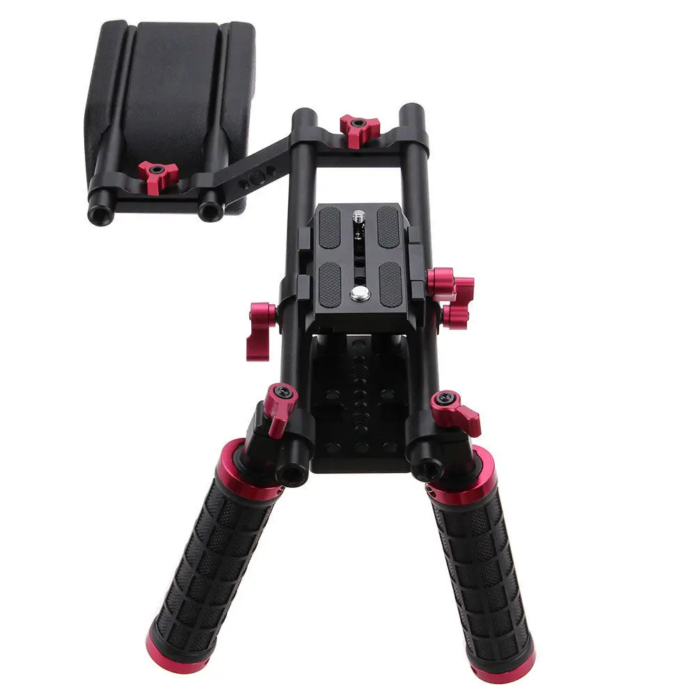 CAMVATE Pro DSLR Shoulder Mount Support Rig Kit Dual Handgrip adjustable baseplate High Riser