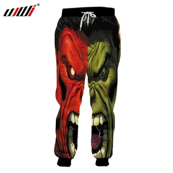 

UJWI Unisex Hip Hop 3D Printed Service Oringial Red And Green Monster Custom Plus Size Sweatpantss Dropshipping