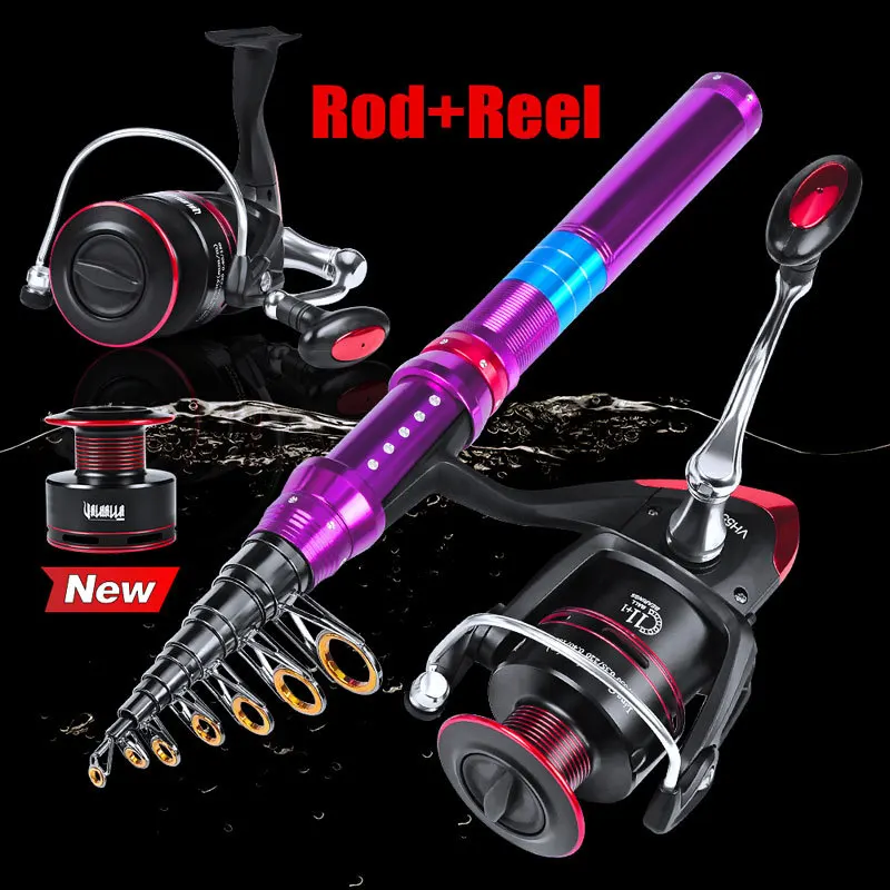

1set Spinning Reel + New Fishing Equipped Fishing Rod Fishing Tackle Combo Full Kit + Fishing Line Set