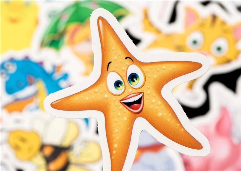 50PCS Animal Cartoon Stickers Starfish Kid Sticker Set For Children Travel Case Bicycle Laptop Notebook Toy Anime Stickers (8)