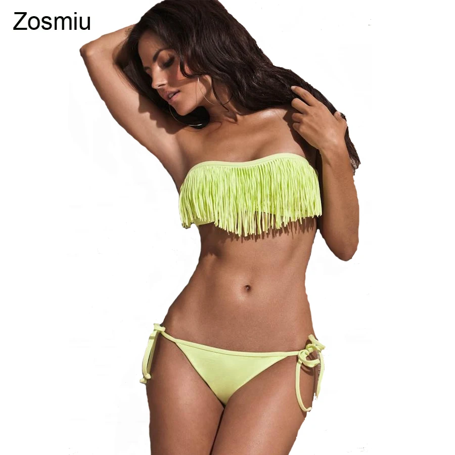 Zosmiu Branded Tassel Bra Bikini Sets Hot Women Sexy Bikini Swimsuits