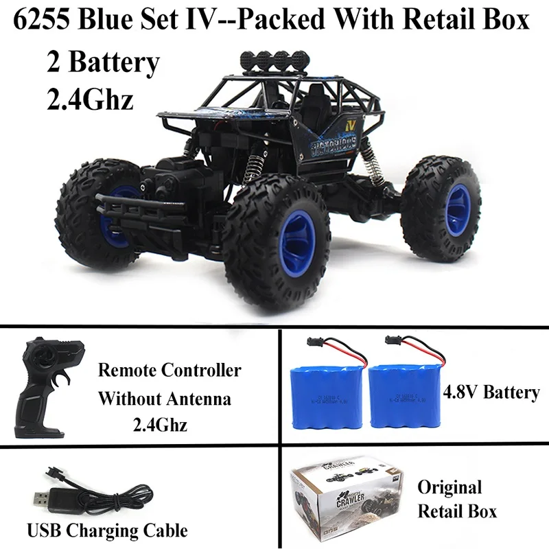 Новое поступление, Радиоуправляемый автомобиль, 1:16, рок-гусеничный, 4WD Электрический Радиоуправляемый автомобиль для мальчиков, детский подарок, 6255 - Цвет: 6255-Blue Set 4