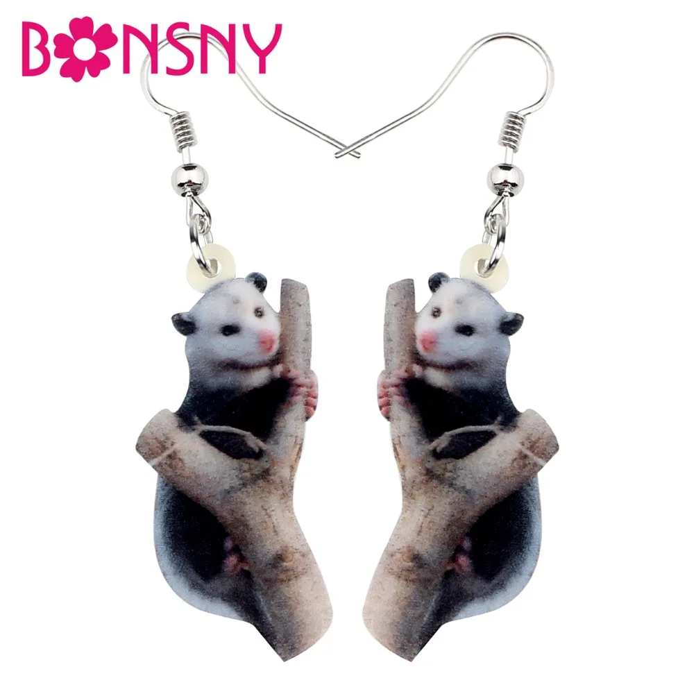 

Bonsny Acrylic Cartoon Possum Earrings Drop Dangle Big Long Cute Animal Jewelry For Women Girls Teens Gift Charms Accessories