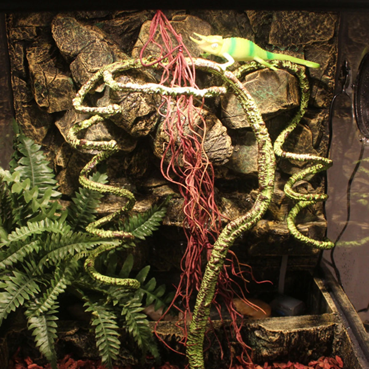 Green Reptiles Vine Lizard Climber Jungle Forest Artificial Branch 155