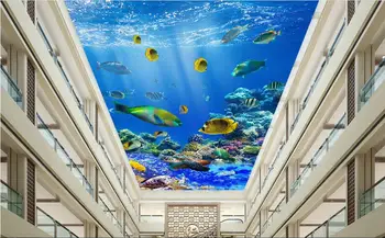 

3d room wallpaper custom mural non-woven 3 d Beautiful sea world fish creatures ceiling mural photo wallpaper for walls 3d