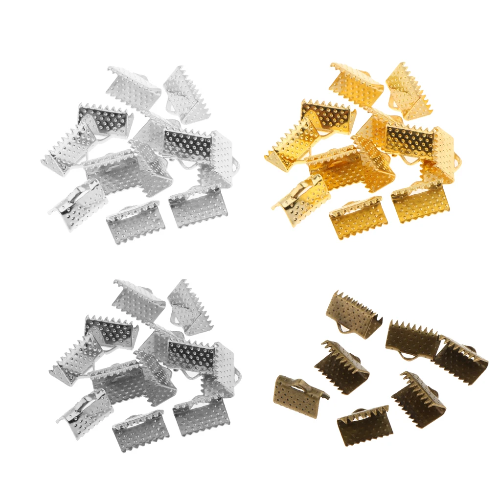 

100pcs Ribbon Clip Clamp Cord Crimp End Cap Tip Bracelet Connectors DIY Findings