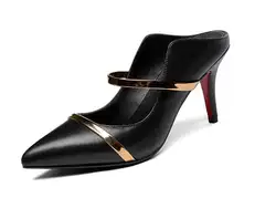 Carpaton 2018 новые летние женские с острым носком Мюллер обувь из натуральной кожи сандалии и шлепанцы Черный и белый цвета цвет