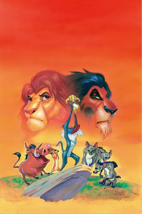 5x7FT Orange Sunset Sky Lion King Simba Pumbaa Timon Rocks Custom Photography Backdrops Studio Backgrounds Vinyl 150cm x 220cm |