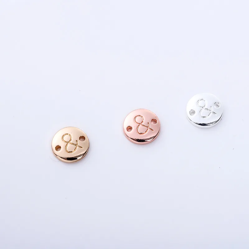 10 мм розовый золотой, серебряный, двухслойный Выгравированный и пунктуационный шармы Подвески "сделай сам" Аксессуары для серьги ручной работы браслеты ожерелье