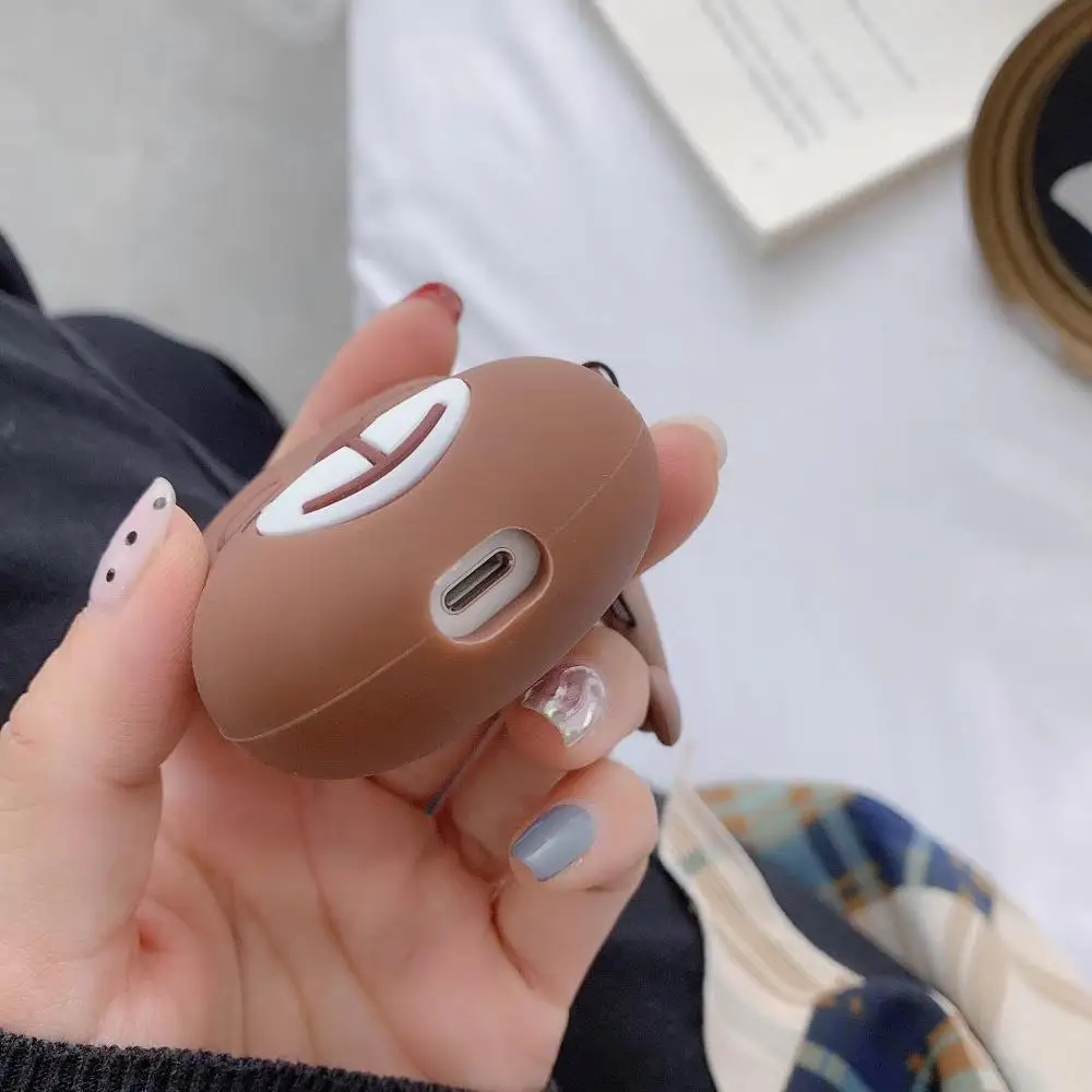 Cute Bear Silicone Earphone Cases For Apple AirPods Case Cartoon For Airpods 1 2 Accessories Protective Cover Key Ring