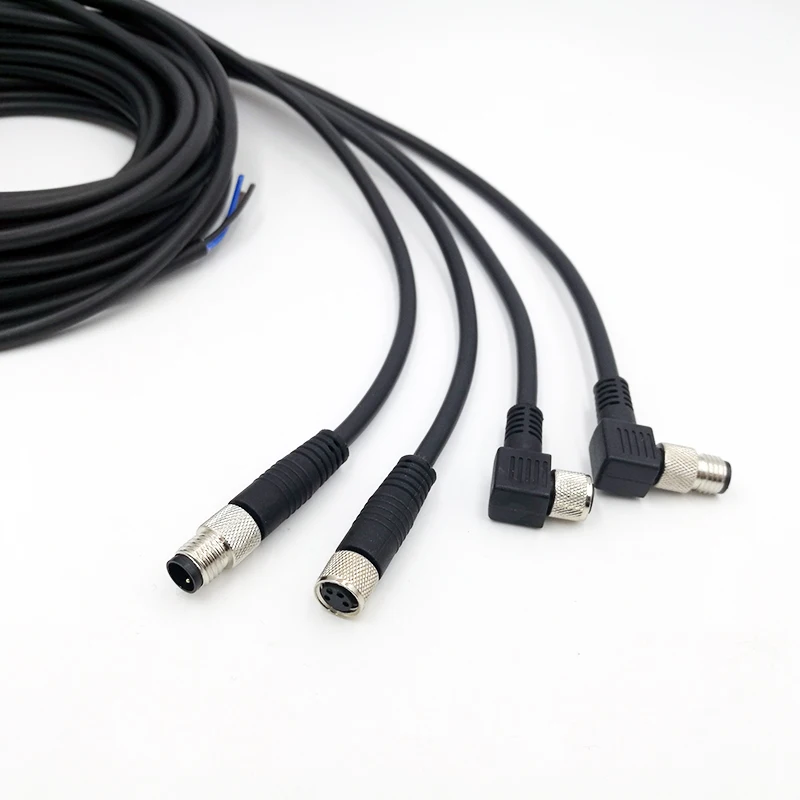 

Sensor Connector Cable M8 Waterproof plug Male&Female Straight Angle 4 5 Pin +2m PVC line