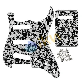 

NEW 3 Ply Guitar Backplate Pickguard SSS Set Black/White Agate for FD ST Style ,with 25 Screws
