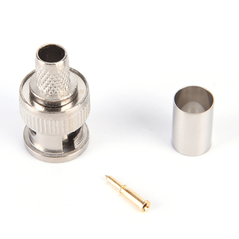 10 Sets 3 Piece BNC Male RG58 Plug Crimp Connectors BNC Plug Crimp