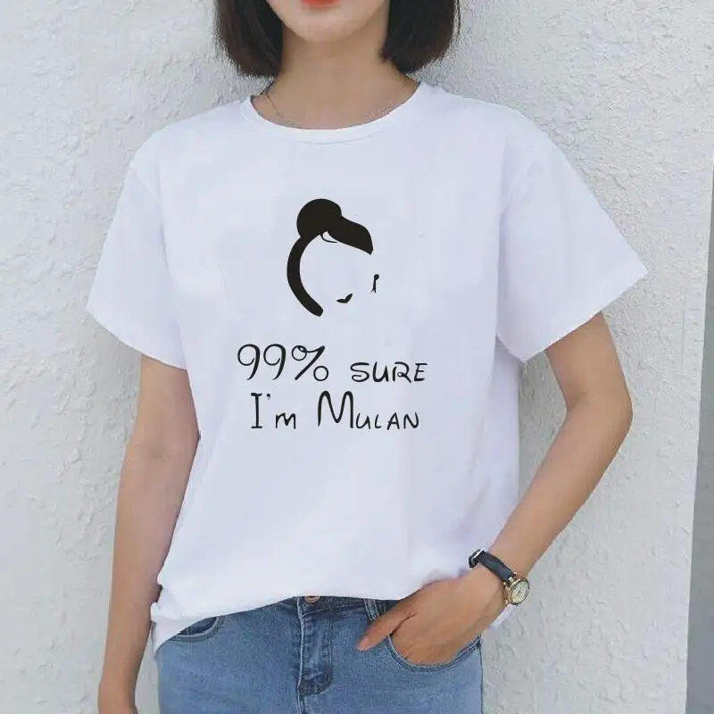 Женская футболка с надписью Sure I'm Mulan модель 99% в Корейском стиле летняя