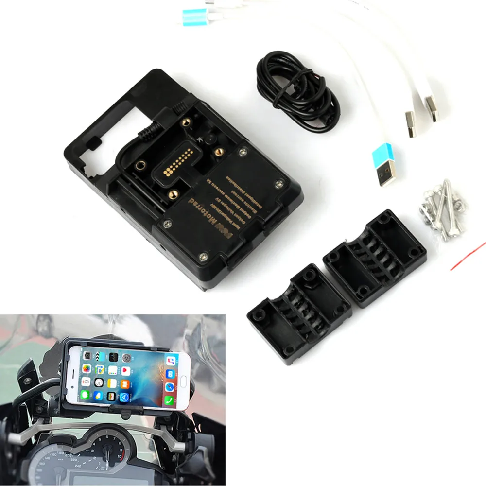 

For BMW R1200GS Mobile Phone Navigation Bracket ADV F700 800GS CRF1000L Africa Twin For Honda Motorcycle USB Charging 12MM Mount