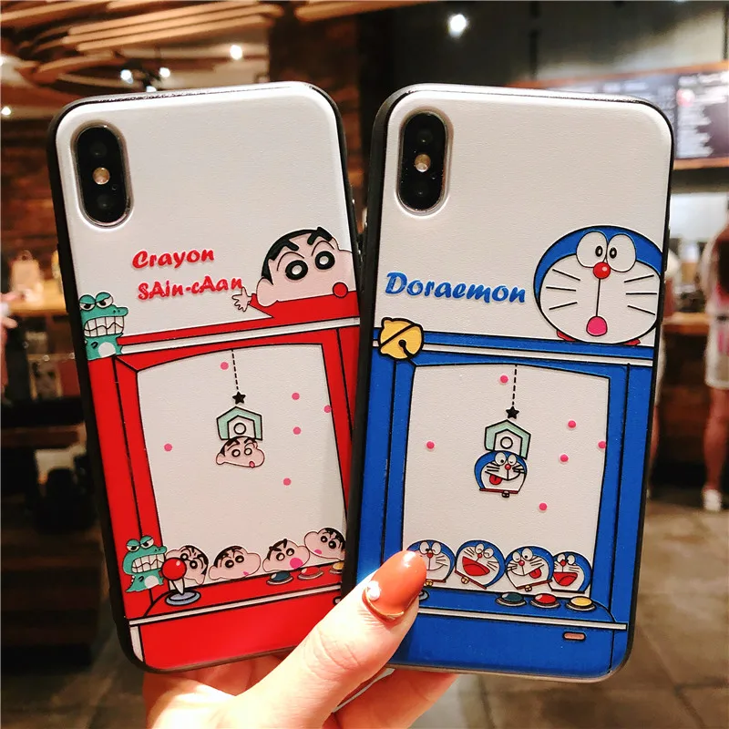 Супер милый мультфильм Crayon Shin-chan Doraemon IMD мягкая оболочка розовый синий чехол для