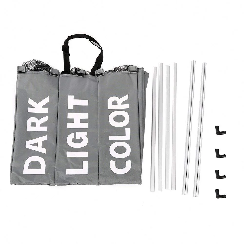 سلة الغسيل القابلة للطي تعوق الغسيل سلة التخزين حقيبة 3 القسم طوي النسيج سلة الغسيل للماء القماش المنظم