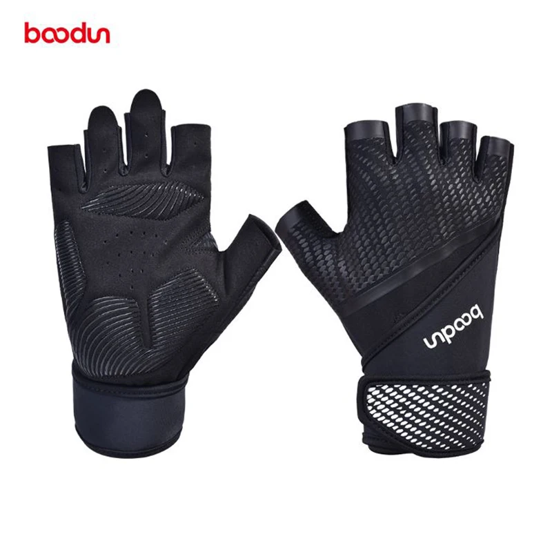 Boodun Sport Weight Lifting Gloves with Wrist Wrap Support Full Palm Protection for Pull Ups Fitness Training Body Building