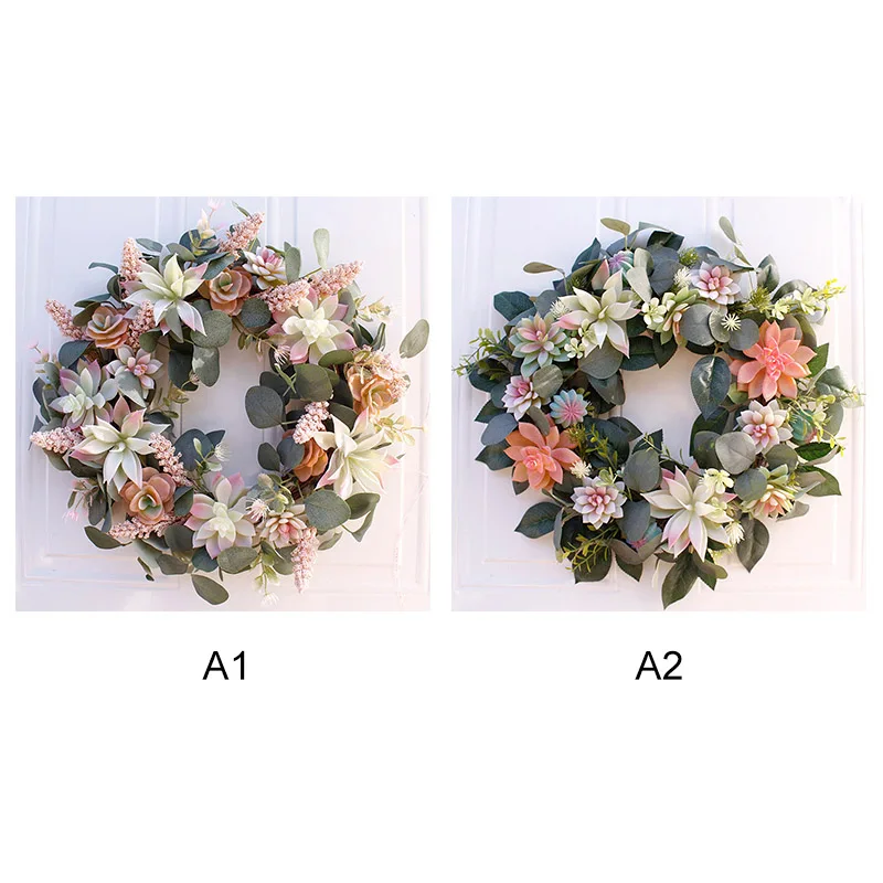 

Simulation PVC Succulent Garland Artificial Green Leaves Decoration Fake Flowers Wreath Home Wedding Door Wall Hanging Decor