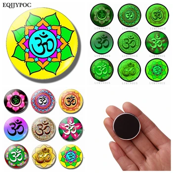 

Yoga OM Glass Cabochon Fridge Magnet Souvenir Luminous Magnetic Refrigerator Magnets Whiteboard Message Sticker Home Decoration