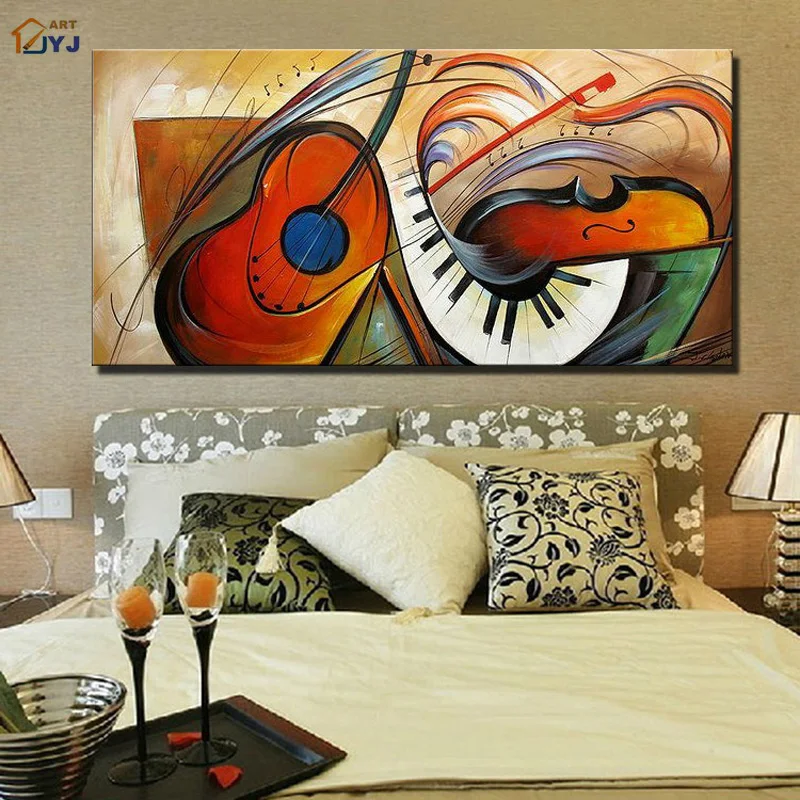 

Quality Music Subject Canvas Wall Art Picture Real Handpainted Modern Abstract Oil Painting Home Decor Gift No Frame SL014