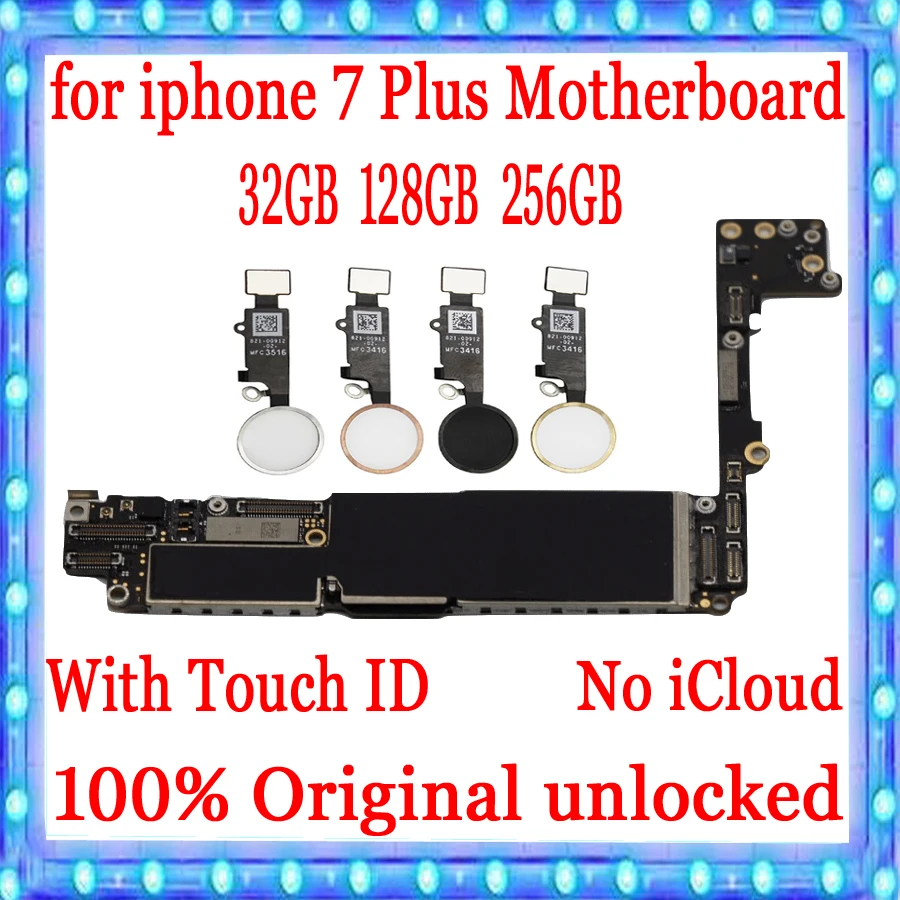 Заводская разблокированная материнская плата для iphone 7 Plus с Touch ID 100% оригинал P
