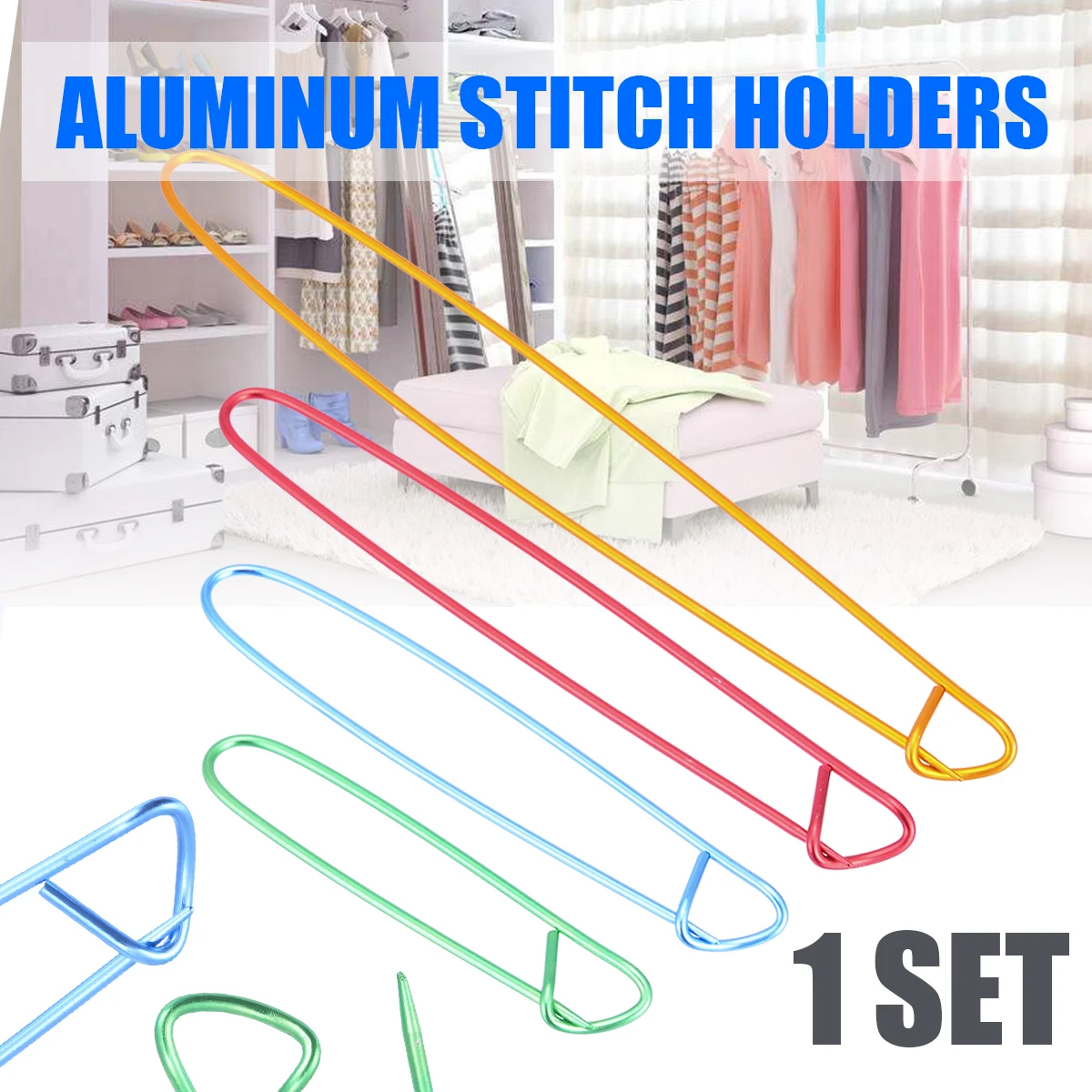 4pcs/set Aluminum Knit Stitch Holders Pins Knitting Needles Markers Crochet Hooks Locking Stitch Seam DIY Crafts Sewing Tools