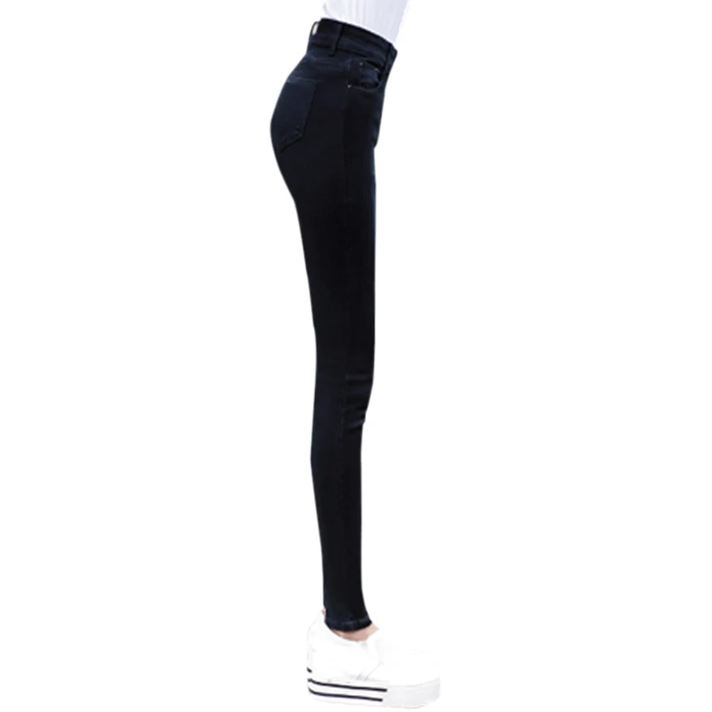 Женские джинсы, одноцветные джинсовые узкие брюки-карандаш для девочек, узкие джинсы для мам, штаны с пуш-ап, брюки, джинсы с высокой талией, Mujer Dunayskiy - Цвет: black