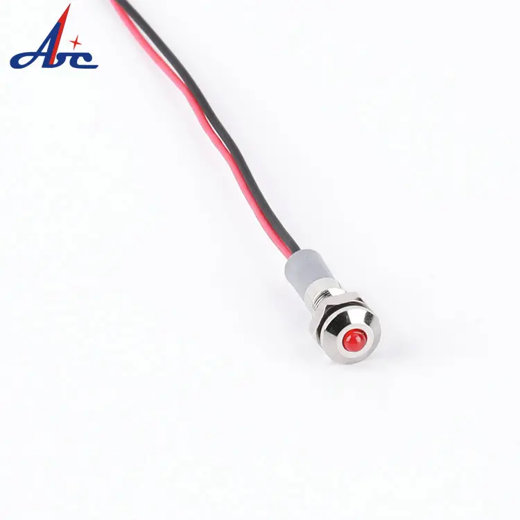 6mm LED Ball Head Metal Waterproof 2V/3V/6V/12V/24V/110V/220V Pilot Signal Lamp 150mm Wiring Cable Boat Car Indicator Light