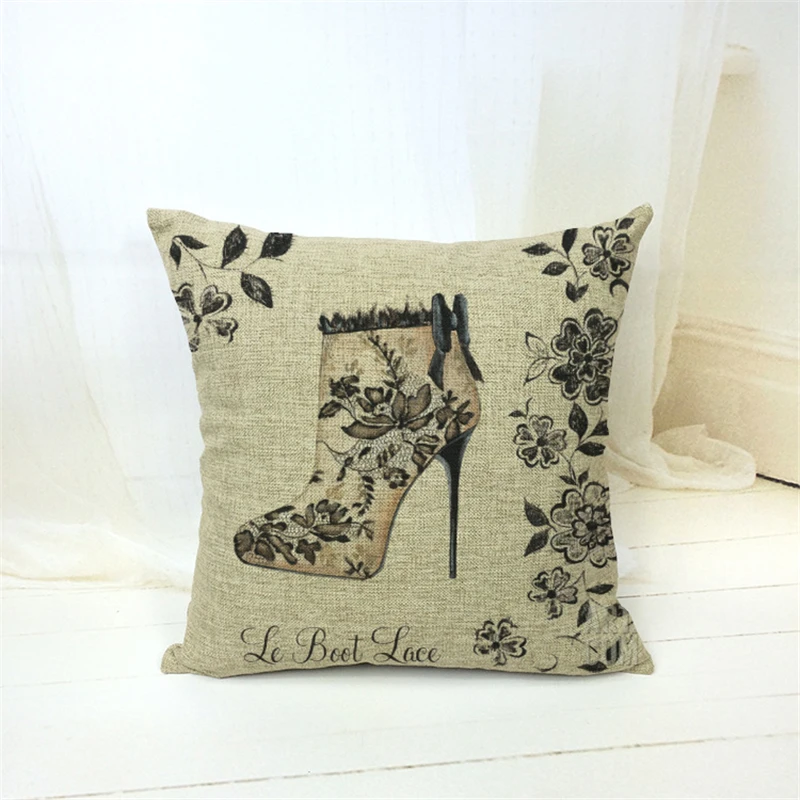 Pop Shabby Chic Decor Printed Red High-heeled Shoes Cushion Cover Linen Creative Throw Pillow Covers Gifts For Women Accessories Pop Shabby Chic Decor Printed Red High-heeled Shoes Cushion Cover Linen Creative Throw Pillow Covers Gifts For Women Accessories