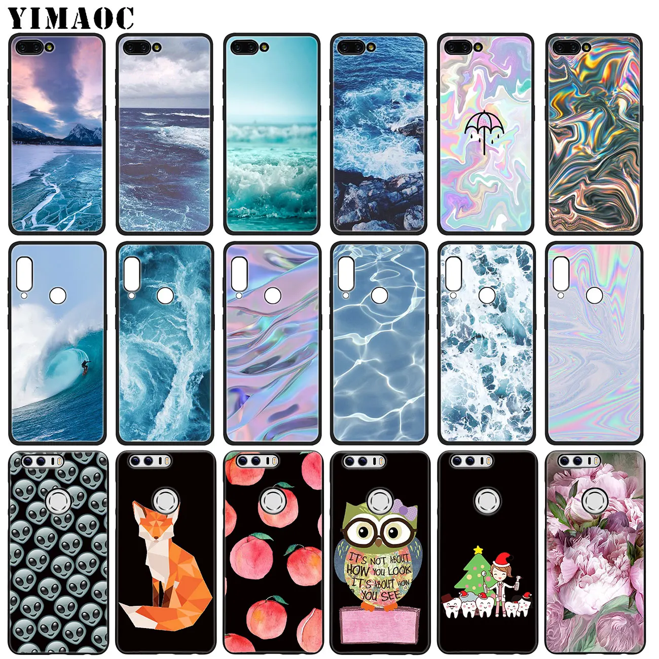 

YIMAOC The waves Ocean water Soft Silicone Case for Huawei Honor 20 Pro 8C 8X 8 9 9X 10 Lite 7X 7A Pro flower Cover