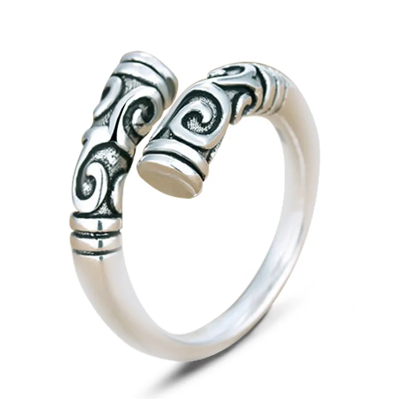 1 шт. серебряное Ювелирное кольцо на указательный палец Ретро Женские тотемные вырезанные кольца на средний палец Винтажные Ювелирные изделия Boho Femme