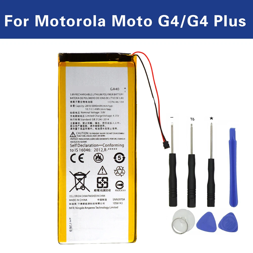 

JAMEX GA40 For Motorola Moto G4/G4 Plus XT1625 XT1622 XT1644 XT1643 Replacement Battery SNN5970A +Tracking
