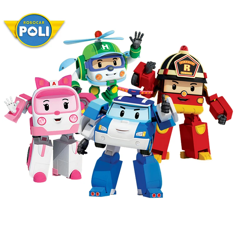 4 шт./компл. мальчиков poli Robocar Корея Poli автомобиль детские игрушки робота аниме