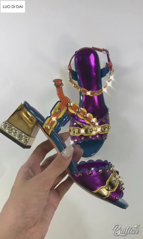 Femmes Diamant Sandales Ouvert Strass Pourpre À 2019 Talons Soirée Mariage De Glitter Cristal Vintage Bout Chaussures Anadx