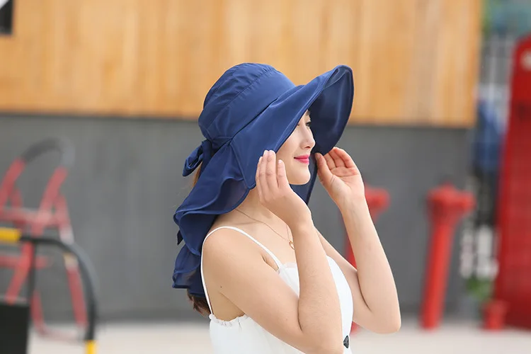 Солнцезащитные шляпы с Защита лица и шеи для женщин Sombreros Mujer Verano с широкими полями летние козырьки кепки анти-УФ Chapeu Feminino для улицы