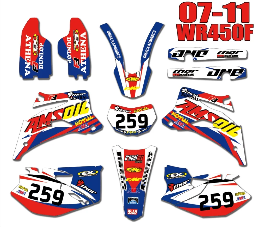 

Motorcycle bike Graphics Stickers Background For Yamaha WR250F WRF250 2007-2013 WR450F WRF450 2007-2011 WRF 250 450 WR 250F 450F