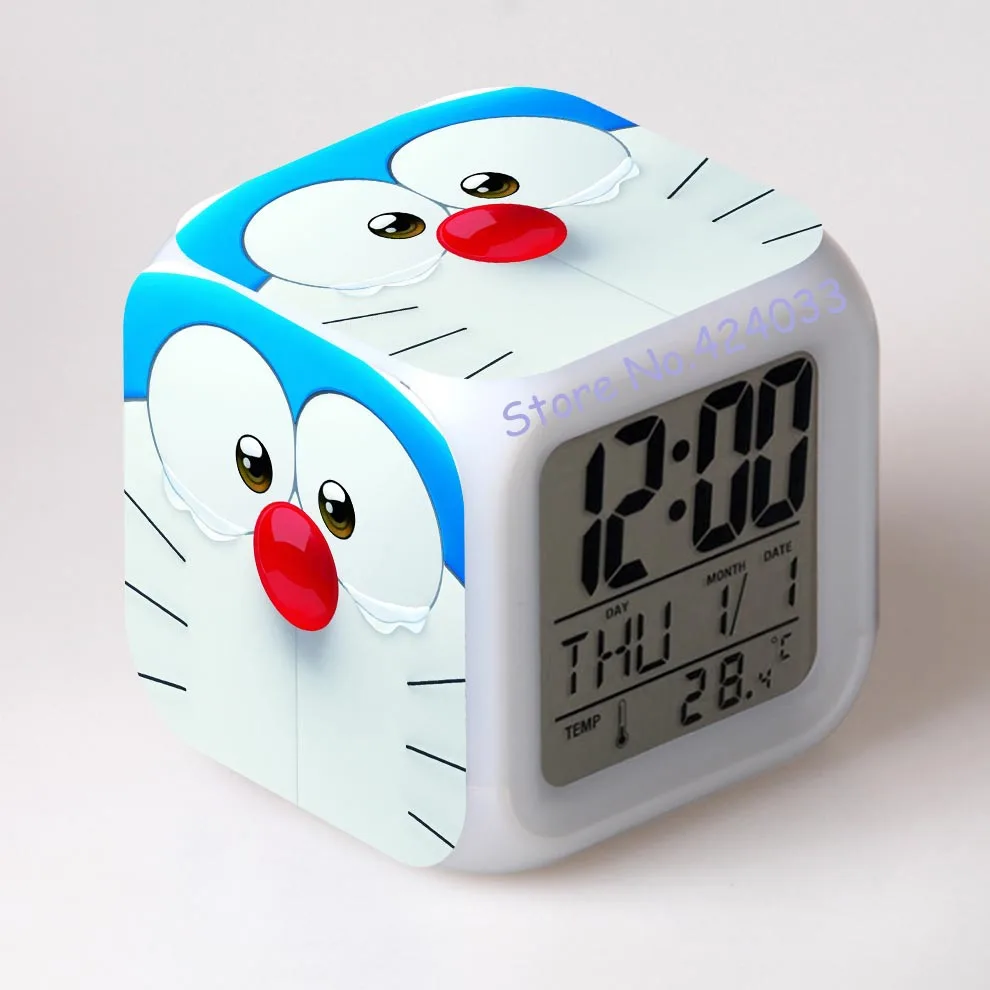 Новое поступление Doraemon классные будильники японского аниме термометр Ночные красочные светящиеся игрушки