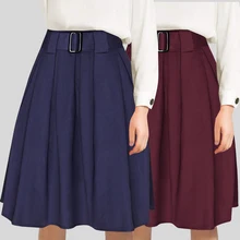 Женская приталенная однотонная плиссированная юбка трапециевидной формы для девочек, цветные юбки с высокой талией
