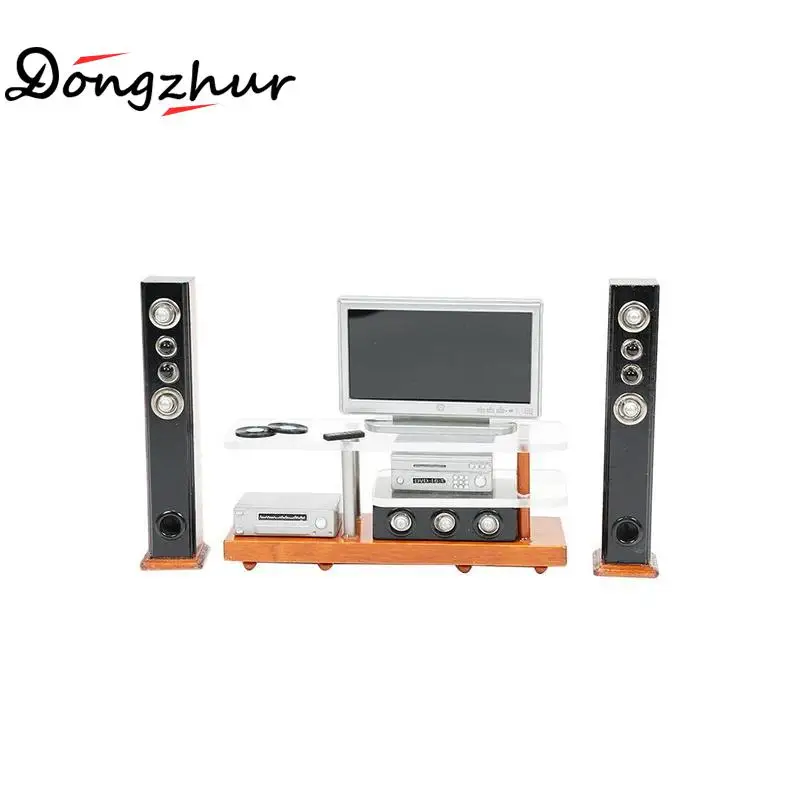

DIY Doll House Miniature 1:12 Dollhouse Furniture Model Modern Simulation TV Cabinet Remote Control Disc Speaker Box Combination