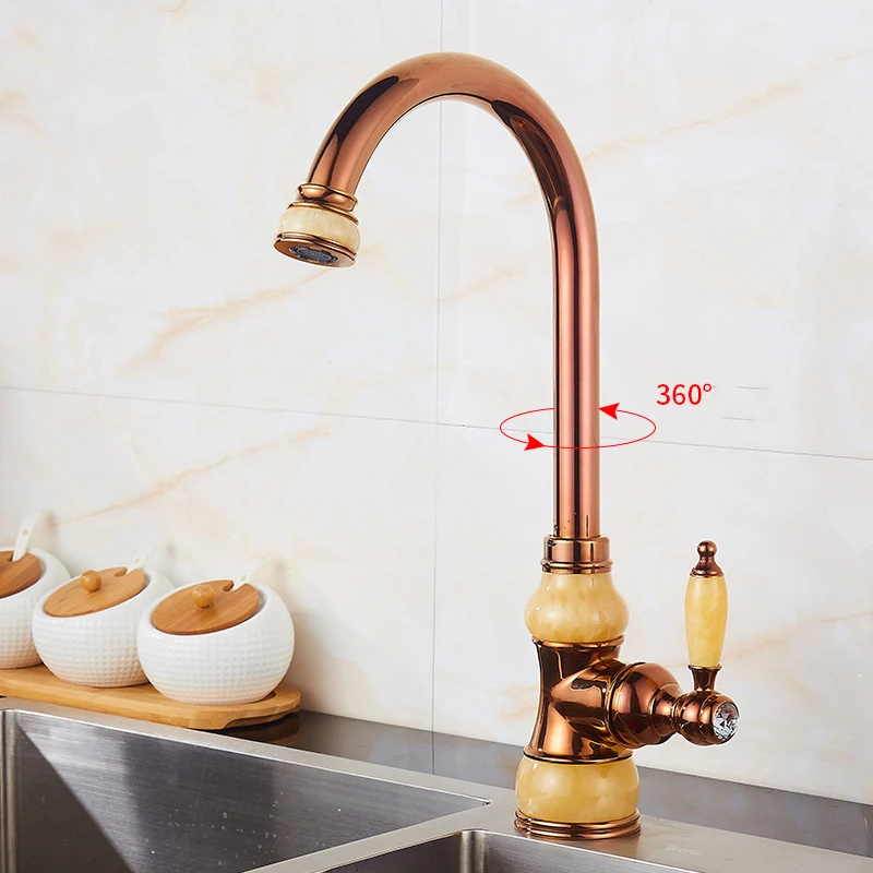 Brass And Jade Kitchen Faucet Gold Copper Water Tap Hot Cold Sink Faucet Vegetable Washing Basin Sink Mixer 360 Rotating Faucet Faucet Gold Sink Faucetsink Mixer Aliexpress