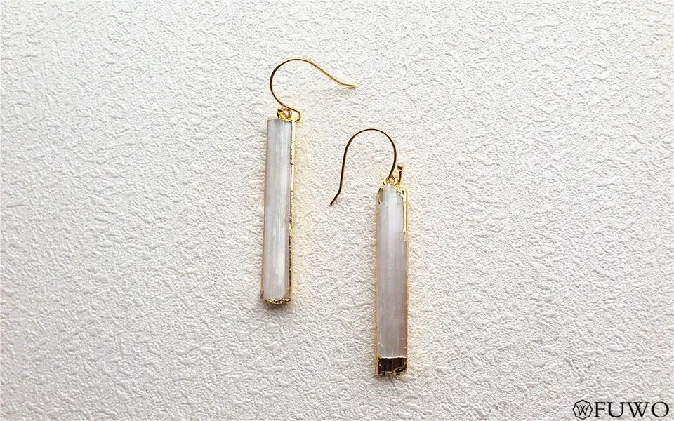Natural Selenite Crystal Blade Earrings 7